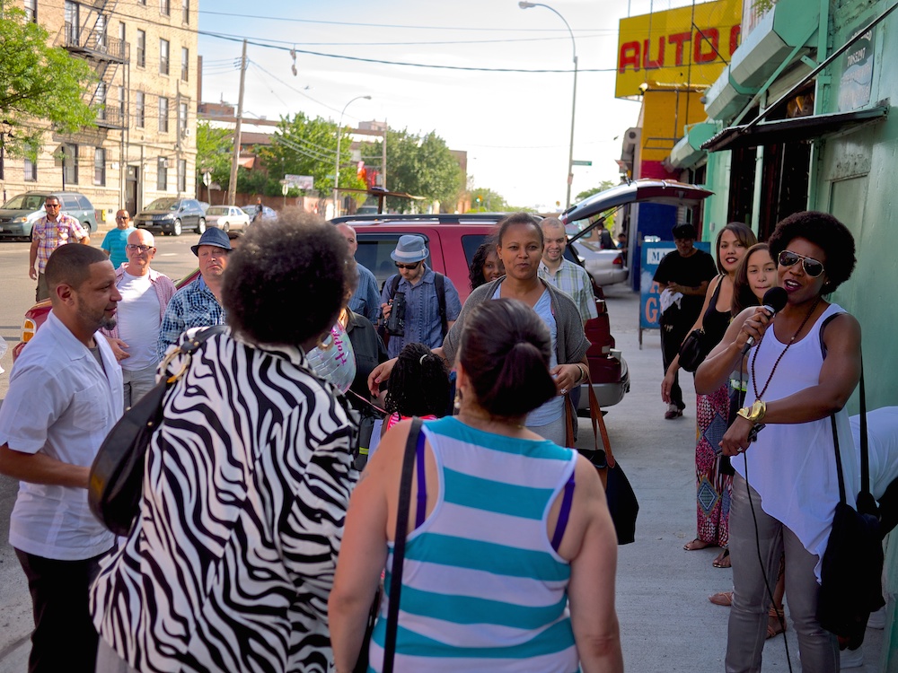 Majora Carter speaks to the group on Garrison Ave Majora Carter speaks to the group on Garrison Ave